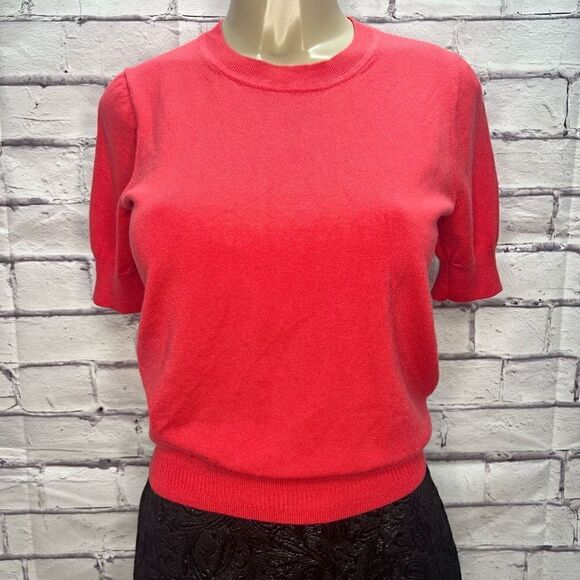 J. Crew Womens Pink Ribbed Pullover Crew Neck Short Sleeve Blouse Small - Picture 1 of 5